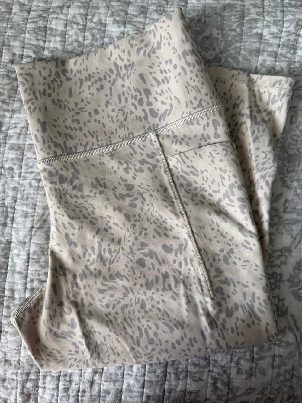 Athleta Beige & Light Gray Animal Print High-Waist Capri Leggings